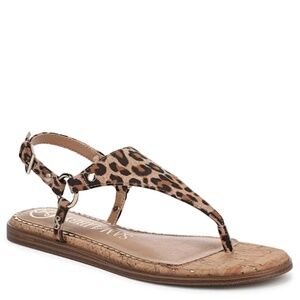 NEW Sam & Libby Kellen Thong Slingback Flat Sandals, Leopard Print, Sz 9.5M